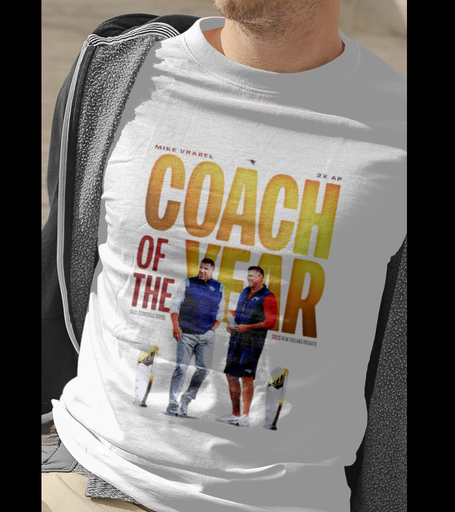 Mike Vrabel Coach Of The Year Highlight With Trophy T-Shirt