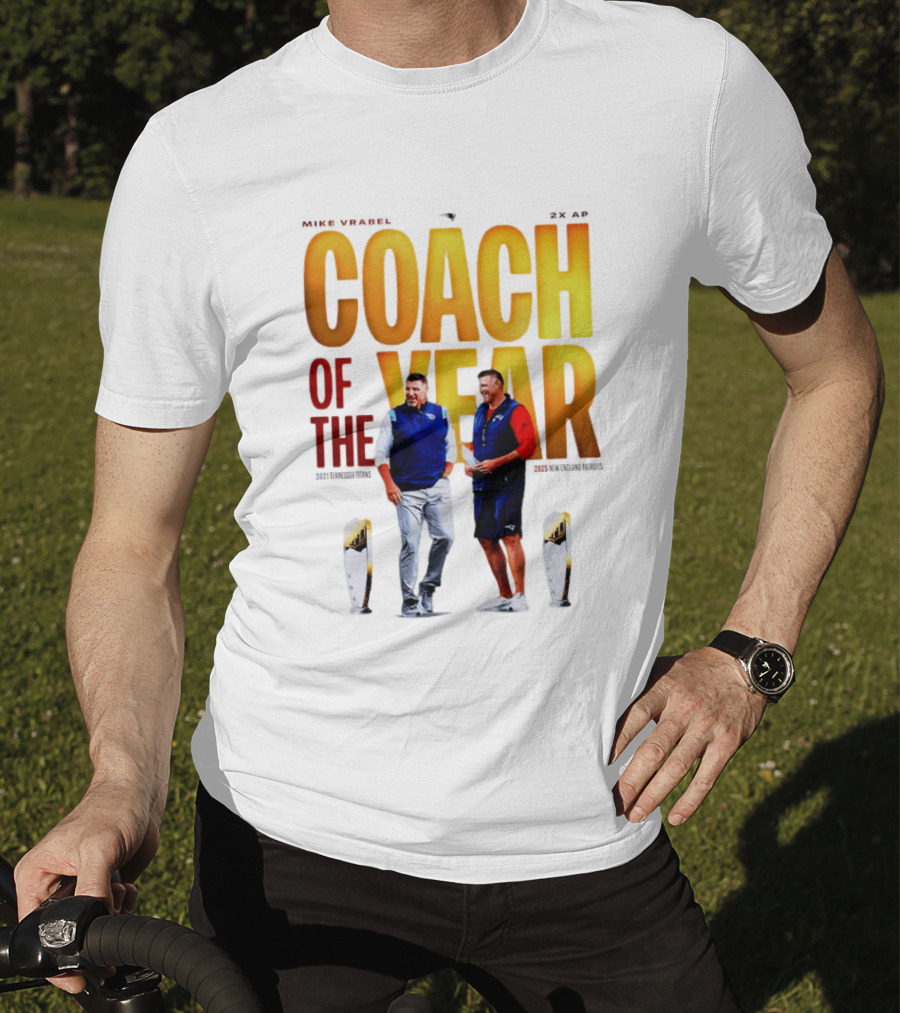 Mike Vrabel Coach Of The Year Highlight With Trophy T-Shirt