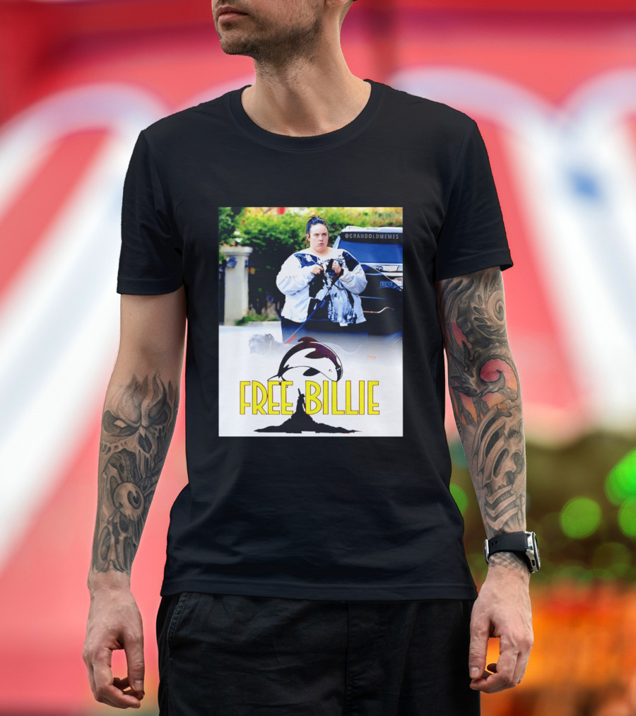 Free Billie Fat 2026 Meme Parody With Whale And Dog Walking T-Shirt