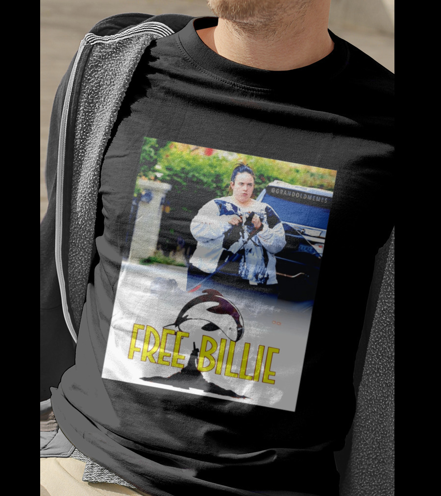 Free Billie Fat 2026 Meme Parody With Whale And Dog Walking T-Shirt
