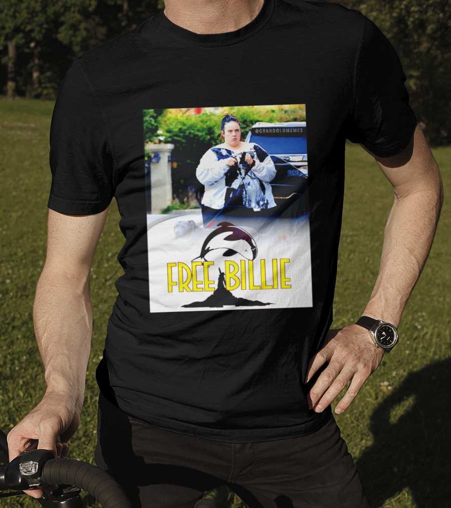 Free Billie Fat 2026 Meme Parody With Whale And Dog Walking T-Shirt
