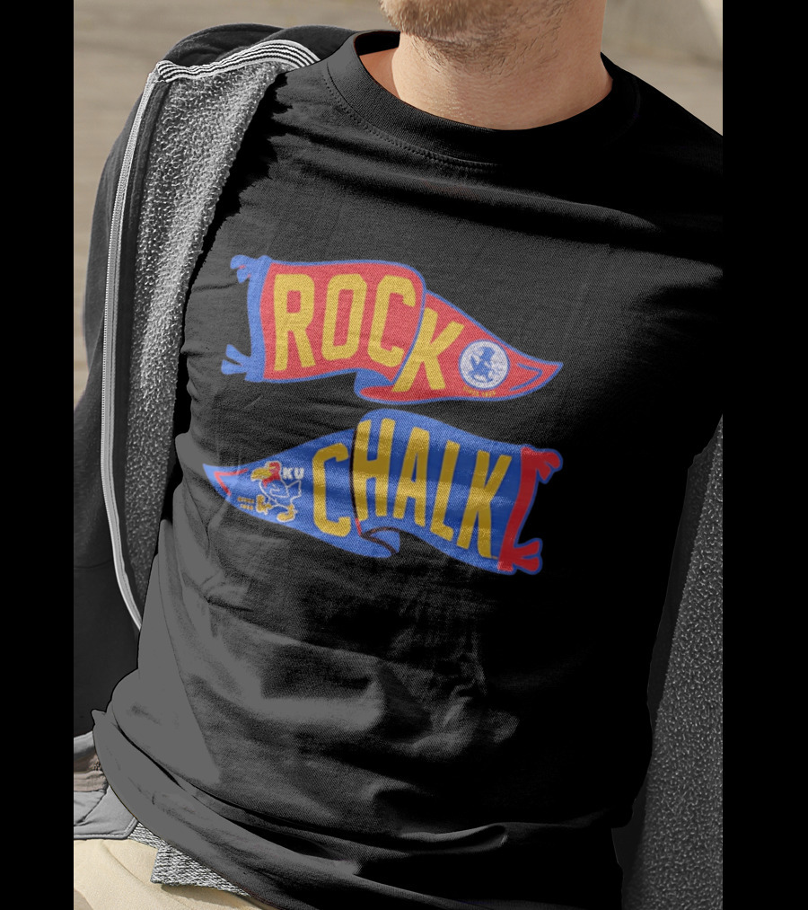 Rock Chalk KU Kansas Jayhawks Established Circa 1865 Pennant T-Shirt