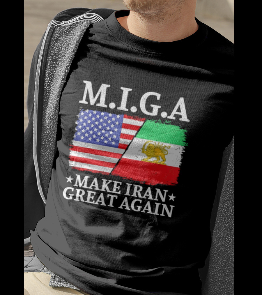 M.I.G.A Make Iran Great Again Half American Half Iranian Flags T-Shirt