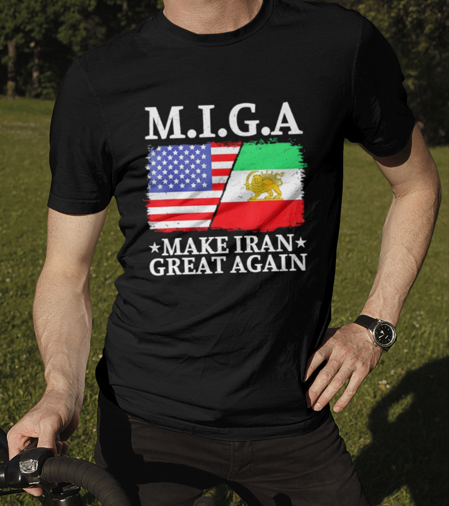 M.I.G.A Make Iran Great Again Half American Half Iranian Flags T-Shirt