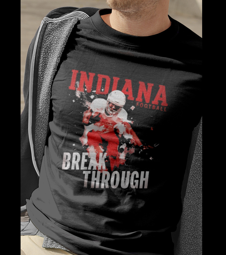 Indiana Hoosiers Football Break Through Bold Red Team Spirit T-Shirt