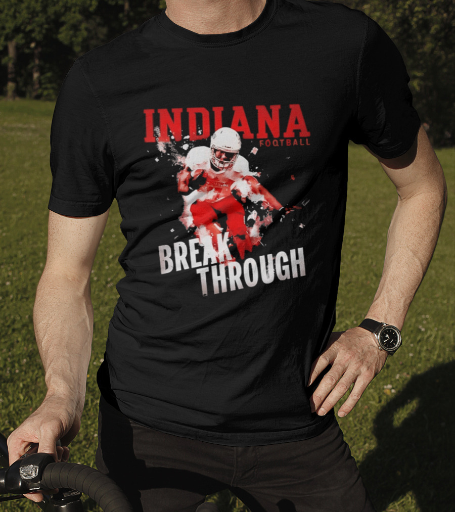 Indiana Hoosiers Football Break Through Bold Red Team Spirit T-Shirt