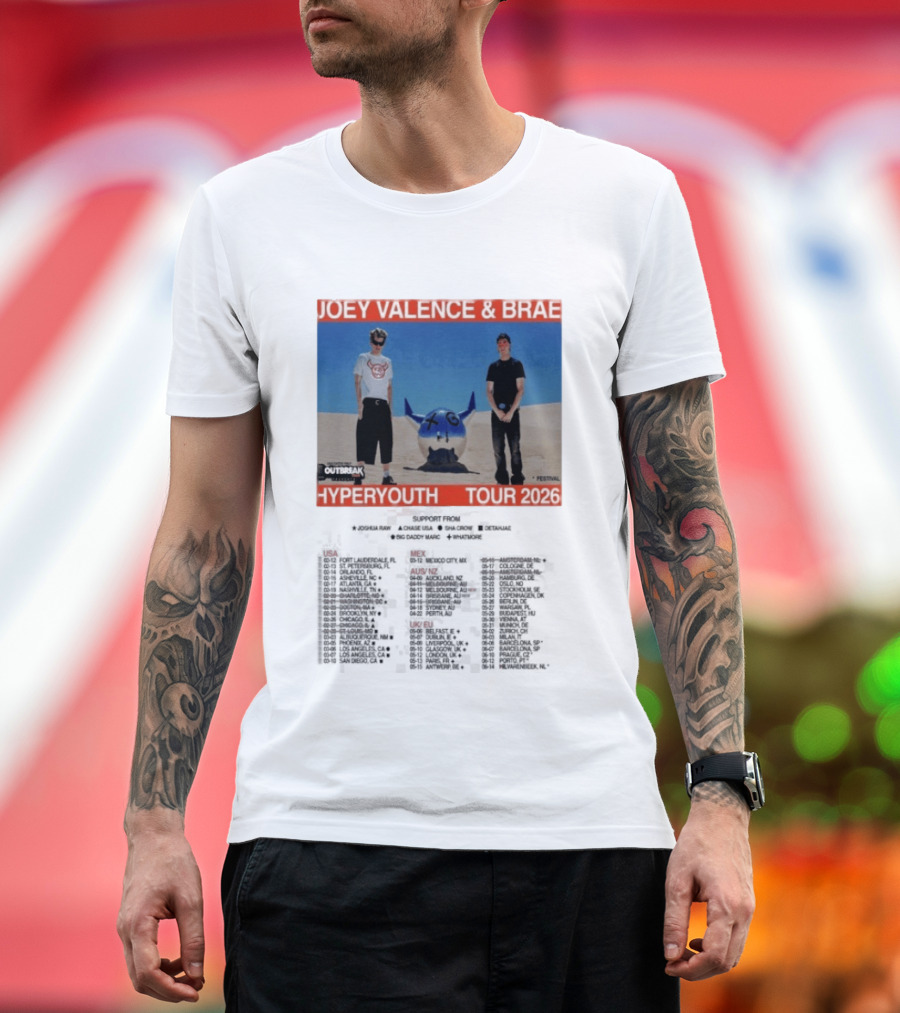 Joey Valence & Brae Hyperyouth Tour 2026 Festival Outbreak T-Shirt