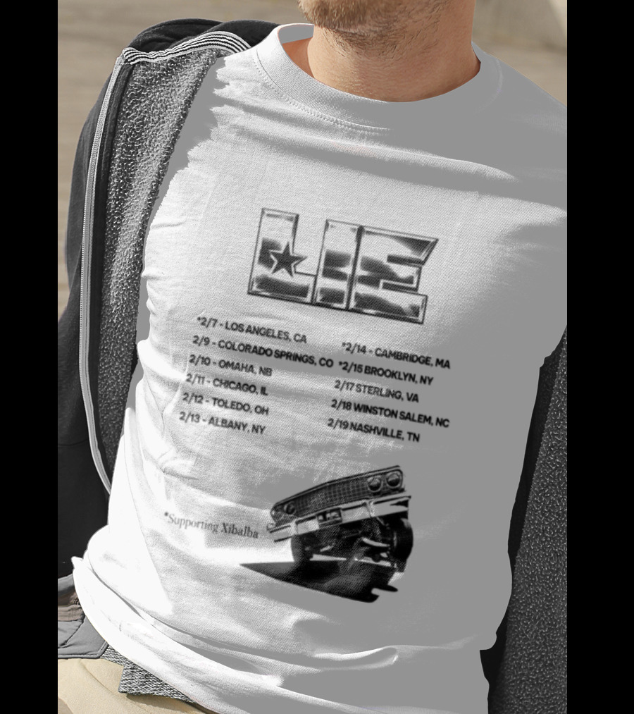 LIE Supporting Xibalba February Tour 2026 San Bernardino Mexico Anaheim New York Louisville Portland Minneapolis T-Shirt