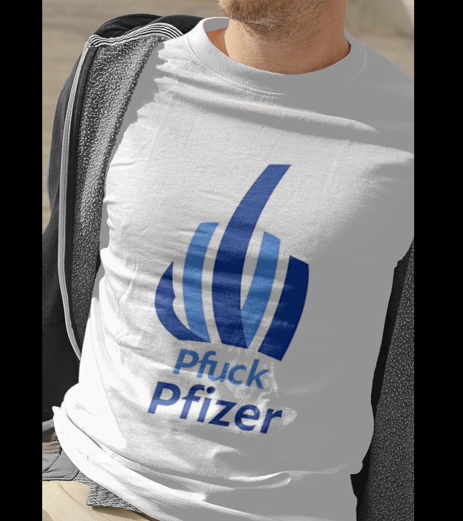 Pfuck Pfizer Middle Finger Symbol Bold Blue T-Shirt