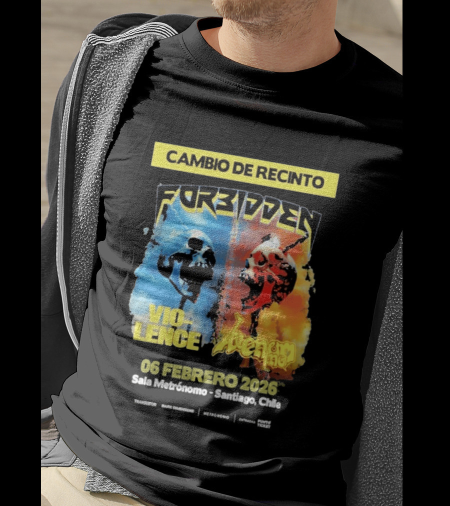 Forbidden Vio Lence Venom Inc Cambio De Recinto 6 Febrero 2026 Santiago Chile T-Shirt