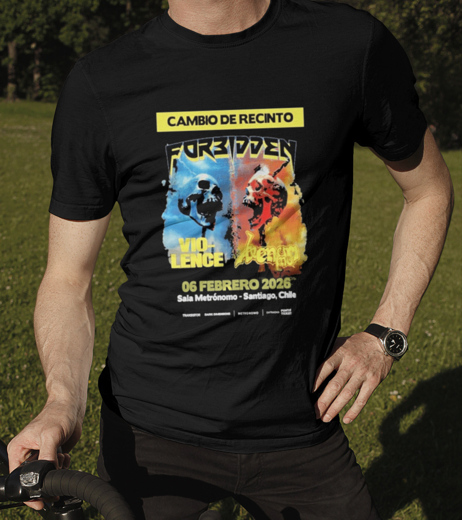 Forbidden Vio Lence Venom Inc Cambio De Recinto 6 Febrero 2026 Santiago Chile T-Shirt