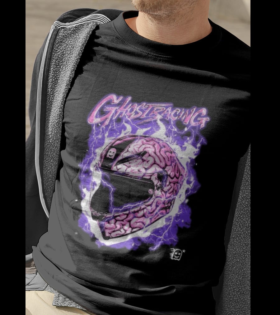 Ghost Racing Purple Brain Helmet Lightning Explosion T-Shirt