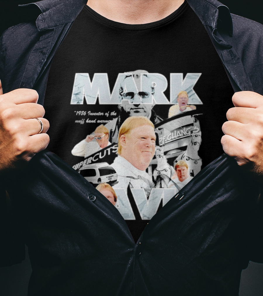 Mark Davis 1986 Inventor Of The Muff Hand Warmer Raiders Monochrome Humor T-Shirt