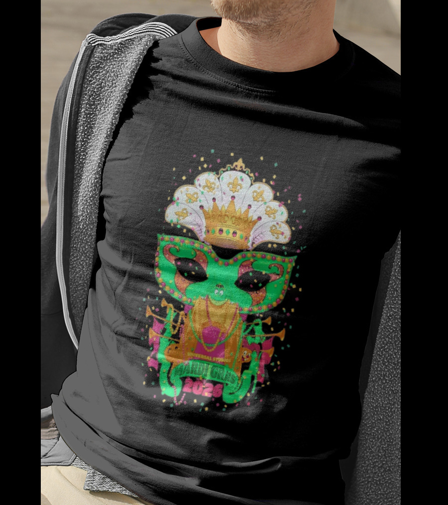 Universal Studios Mardi Gras 2026 Festive Mask And Crown Celebration T-Shirt