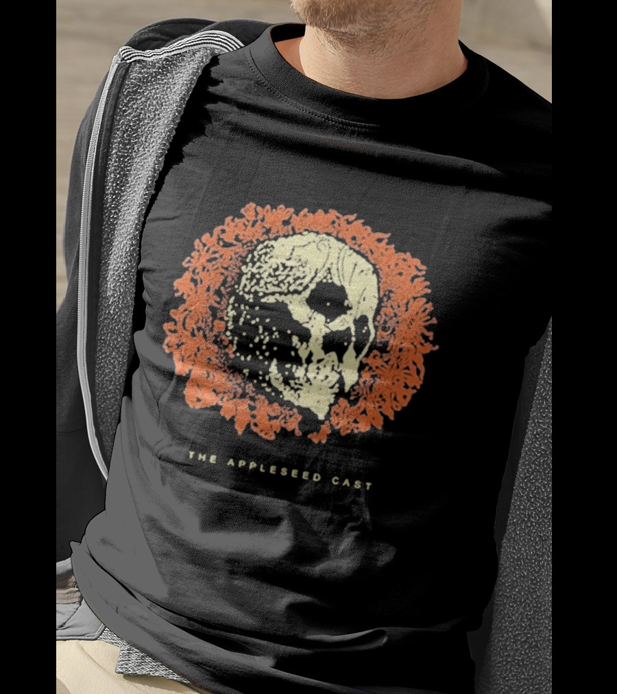 The Appleseed Cast Skull Surrounded By Vibrant Orange Flowers T-Shirt