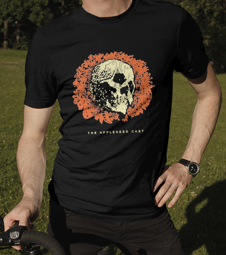 The Appleseed Cast Skull Surrounded By Vibrant Orange Flowers T-Shirt