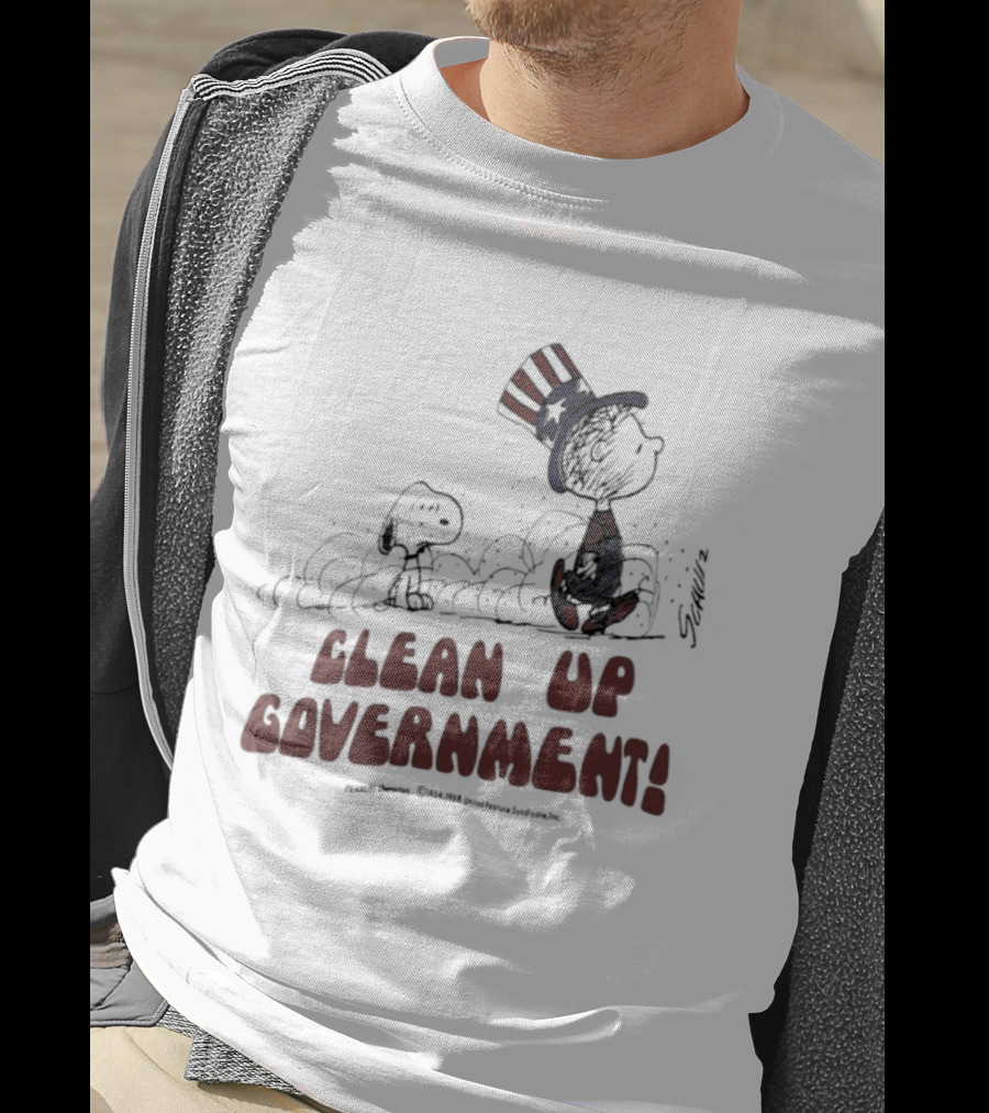 Snoopy And Charlie Brown Clean Up Government Patriotic T-Shirt