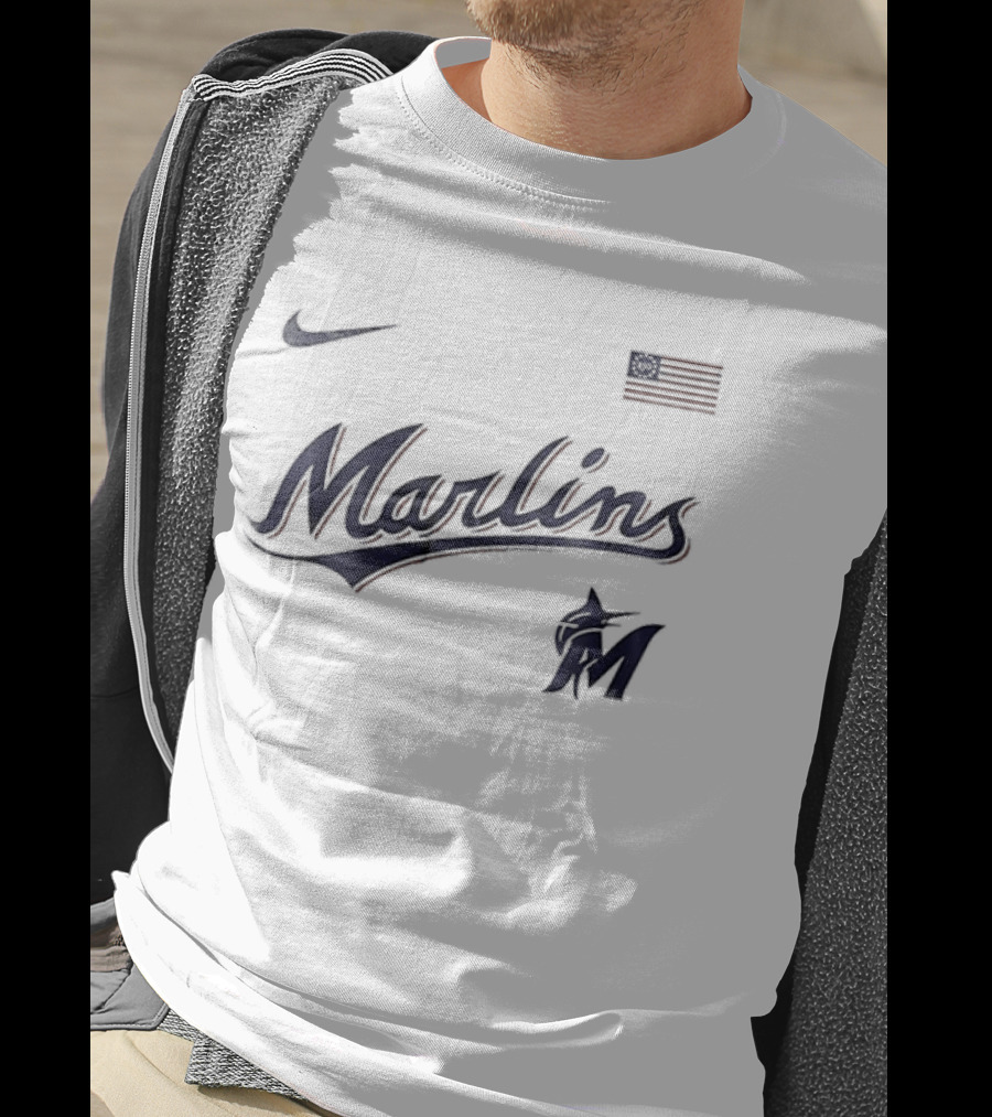 Miami Marlins Nike American Flag 250th Anniversary USA T-Shirt