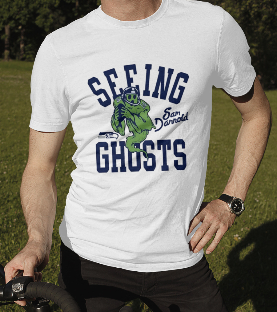 Sam Darnold Seeing Ghosts Seattle Seahawks Logo 14 T-Shirt