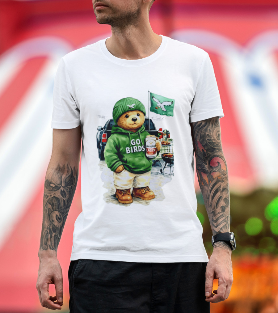 Tailgating Bear Go Birds Eagle Lager Football Fan Party T-Shirt
