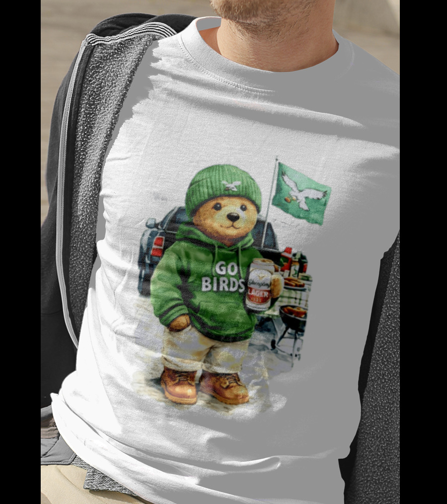 Tailgating Bear Go Birds Eagle Lager Football Fan Party T-Shirt