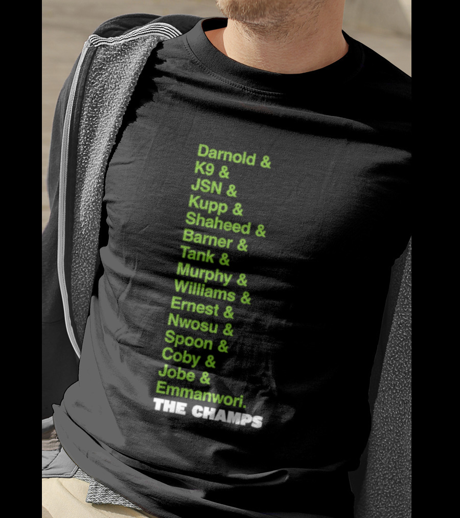 Bamold PG JSN Hugz Seattle Seahawks Champs List Bennet Murphy Williams Emanwori Football T-Shirt