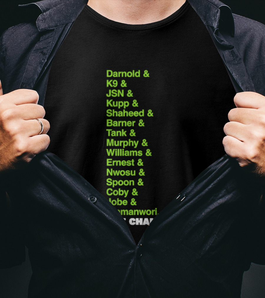 Bamold PG JSN Hugz Seattle Seahawks Champs List Bennet Murphy Williams Emanwori Football T-Shirt