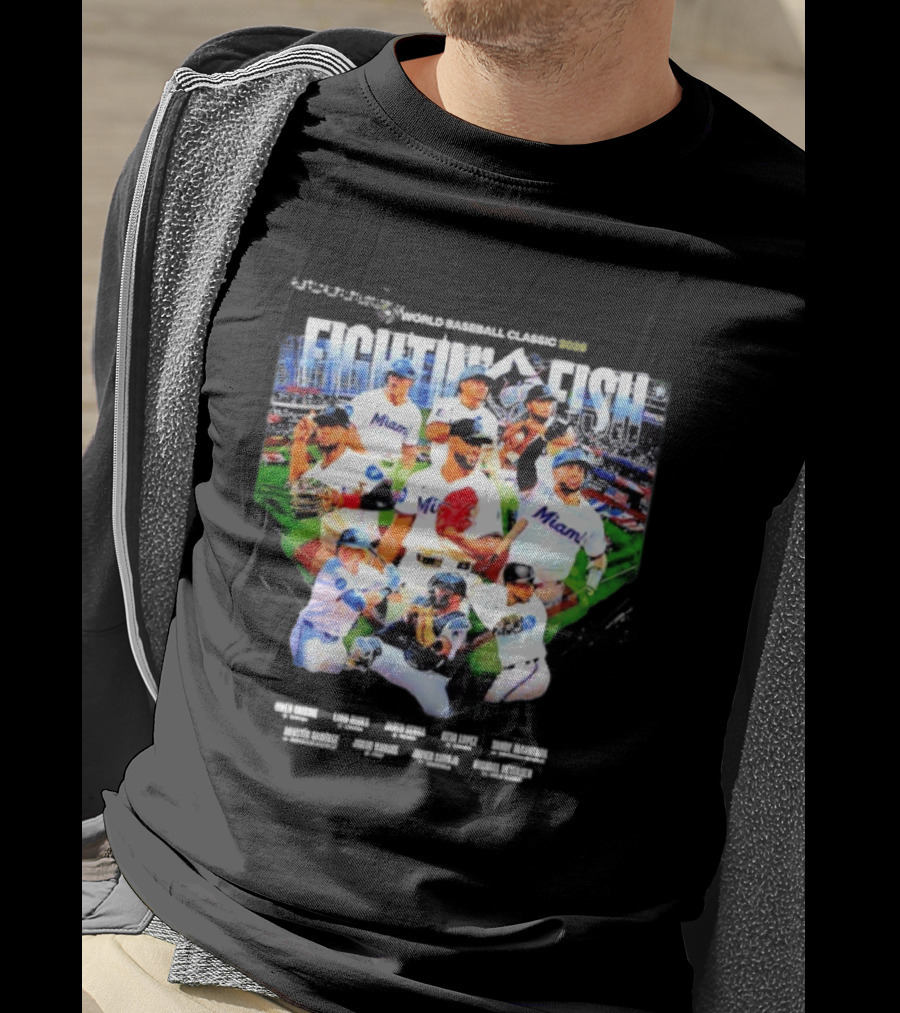 Miami Marlins Fightin' Fish World Baseball Classic 2026 Team Players T-Shirt