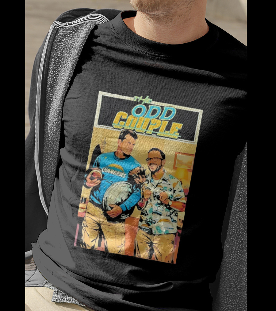The Odd Couple Chargers Jim Harbaugh Ben Herbert Vintage Sports Comedy T-Shirt