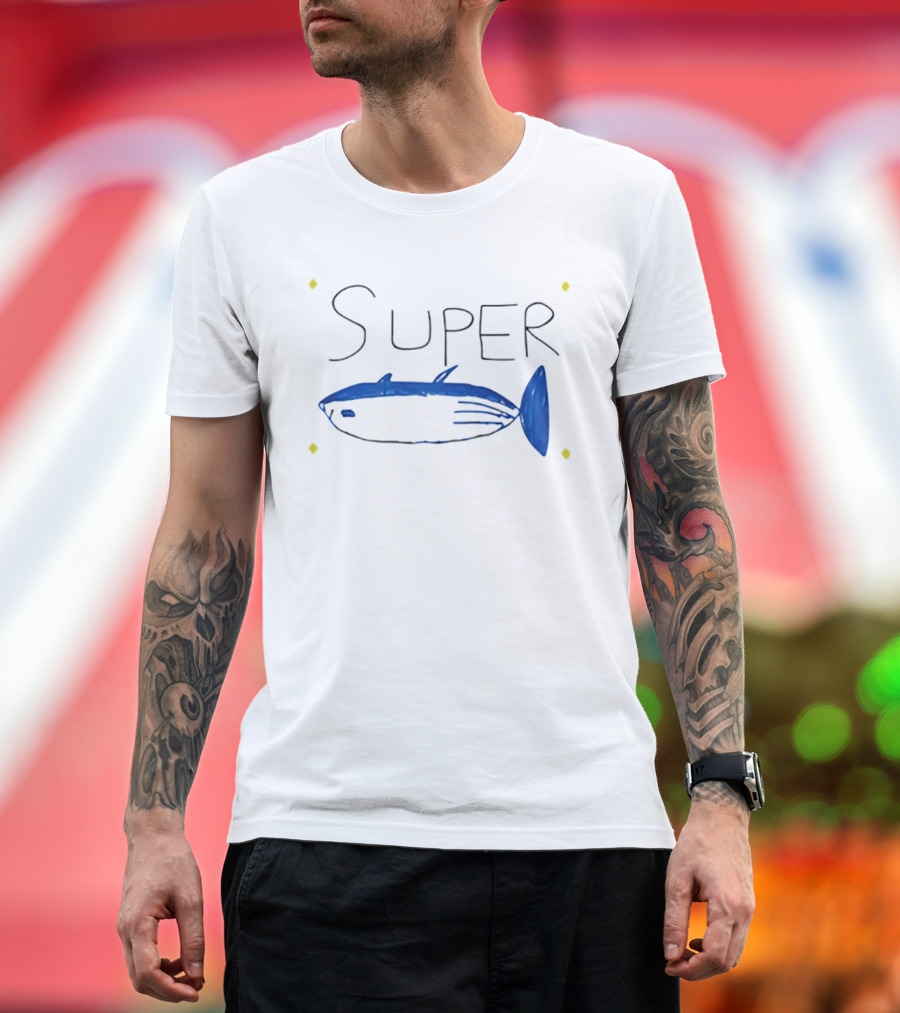 BTS Jin Super Tuna Drawing Blue Fish T-Shirt