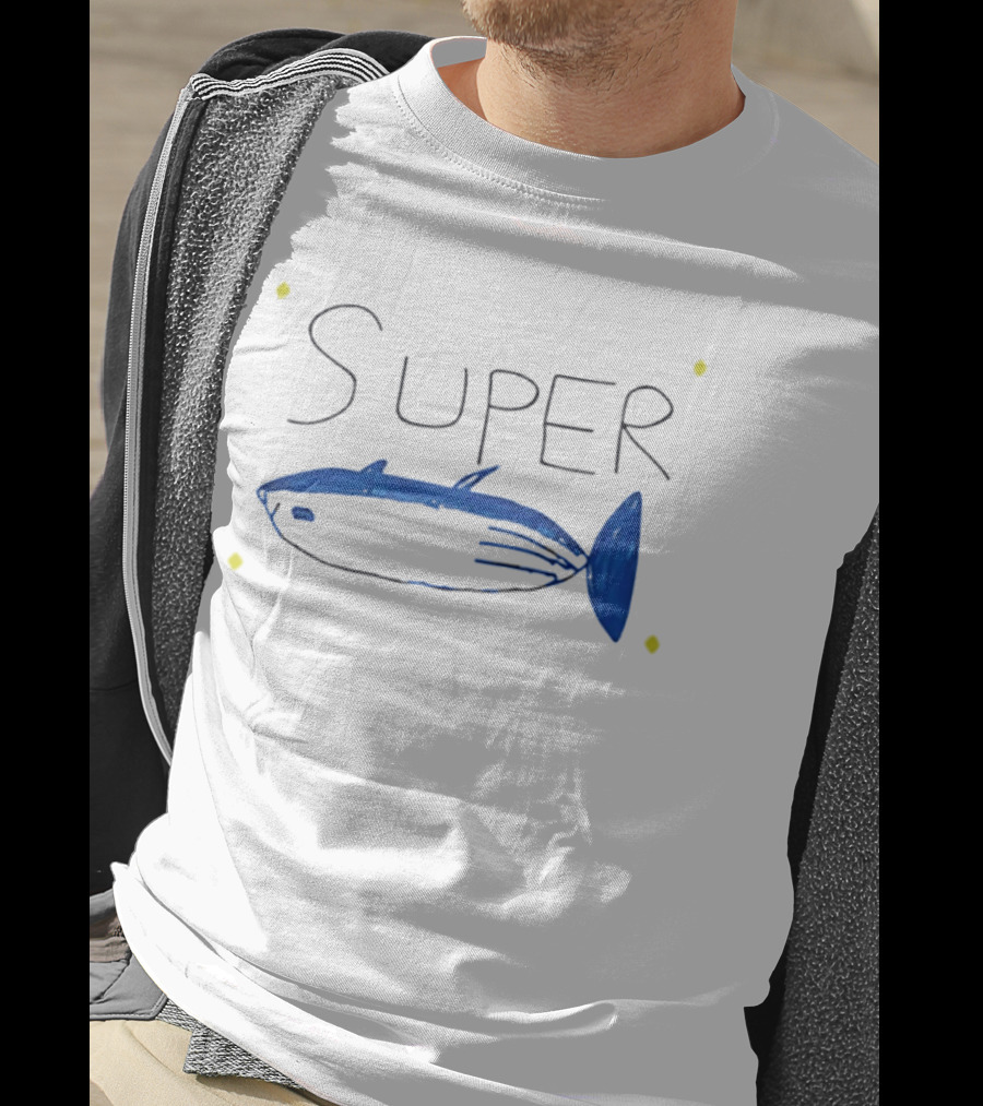 BTS Jin Super Tuna Drawing Blue Fish T-Shirt