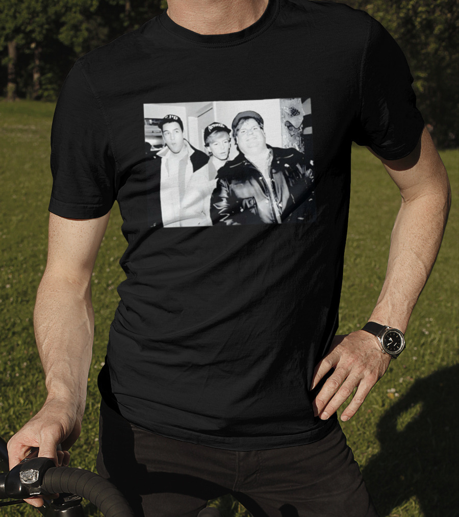 Adam Sandler Chris Farley David Spade NYPD Chicago Black And White Photo T-Shirt