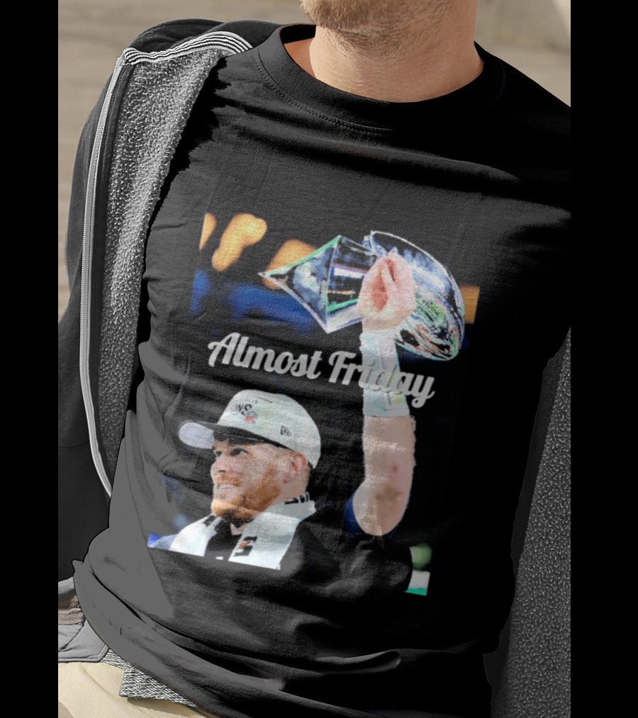 Almost Friday Sam Darnold Holding Lombardi Trophy Celebration T-Shirt
