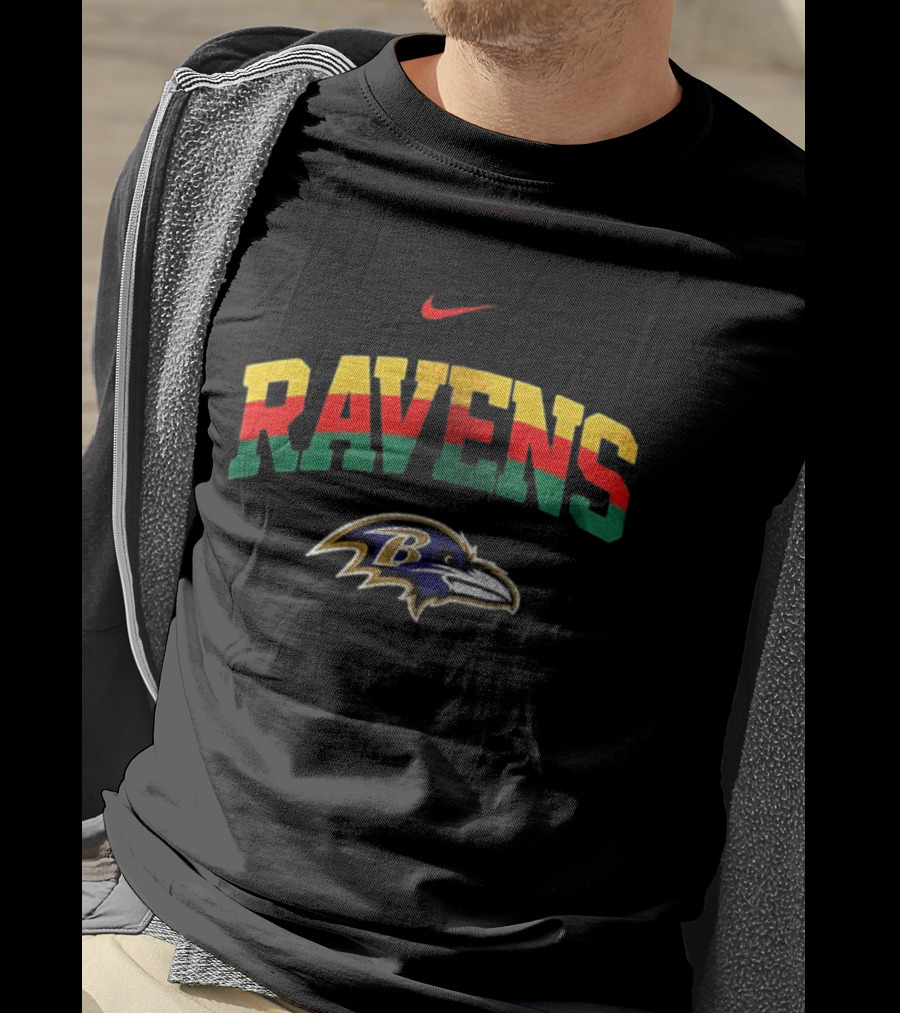 Nike Baltimore Ravens Rasta Colors 100th Anniversary T-Shirt
