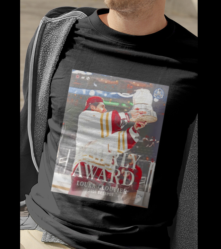 Eberly Award Louka Cloutier 2026 Beanpot Champion Boston College Hockey T-Shirt