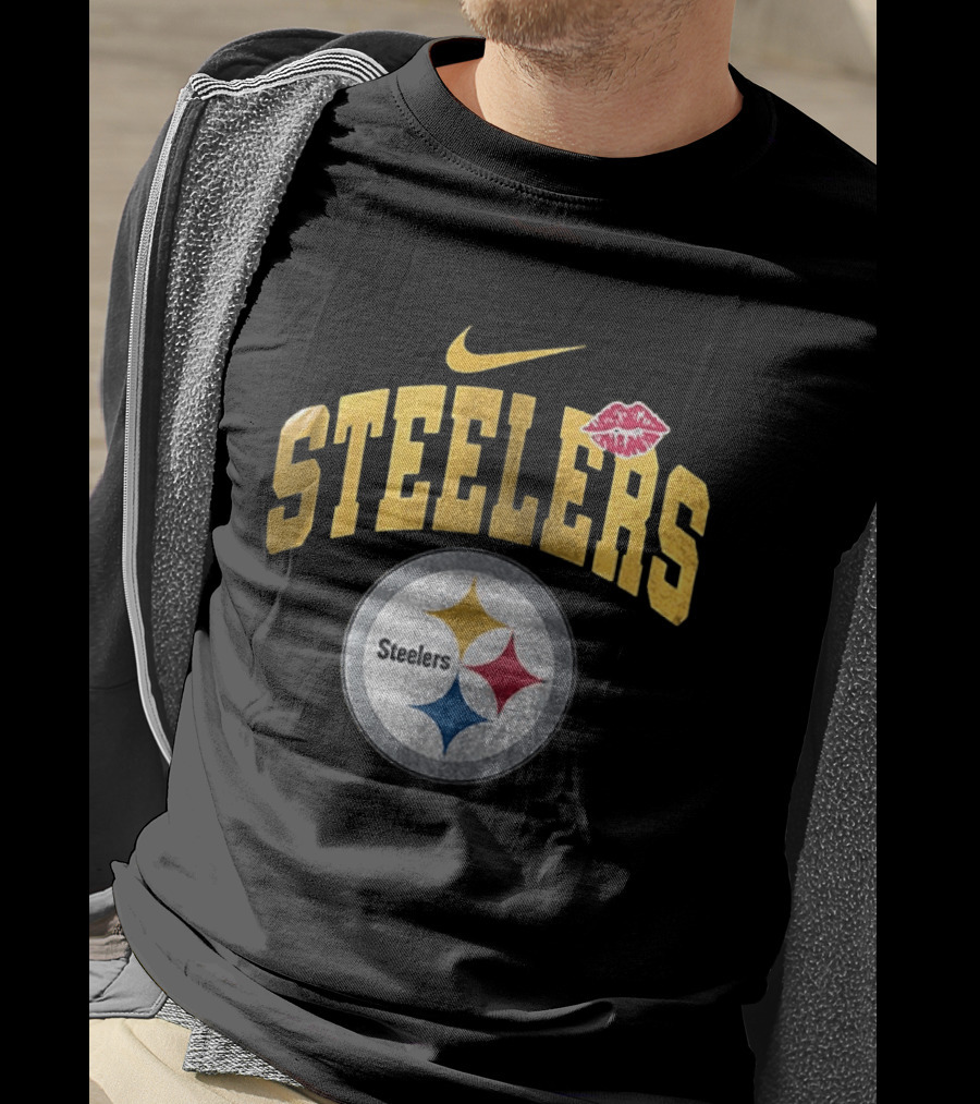 Pittsburgh Steelers Nike Makeup Artist Logo With Lip Print T-Shirt