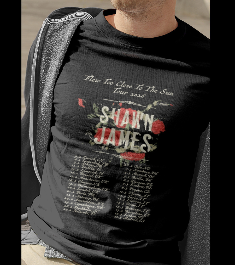 Shawn James 2026 Flew Too Close To The Sun Tour Dates T-Shirt