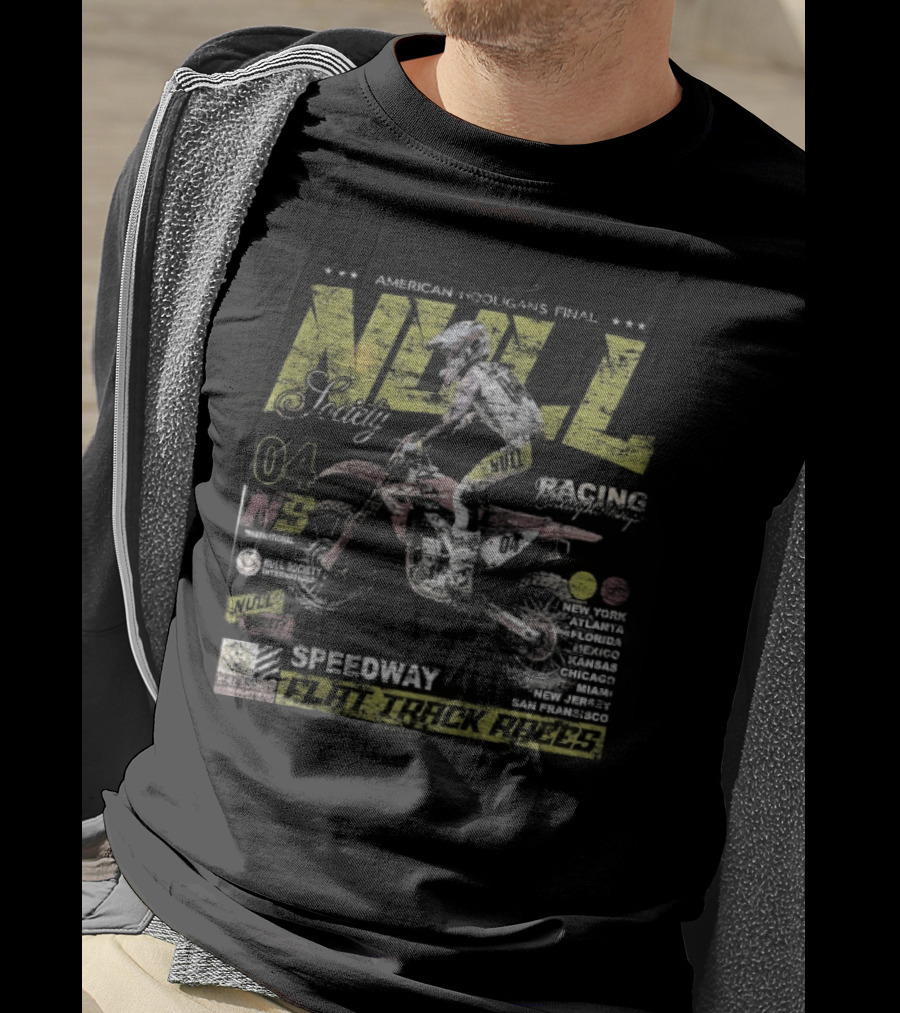 Null Society Speedway Flat Track Racer Motorcycle 4 T-Shirt