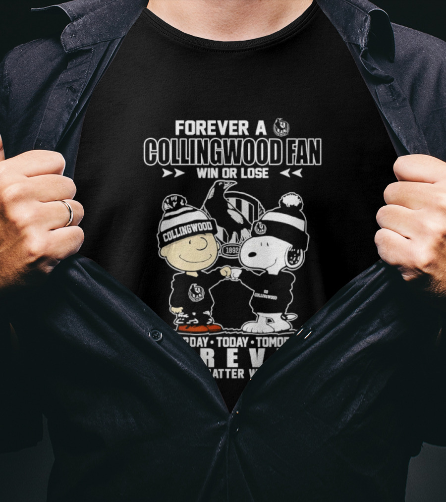 Snoopy And Charlie Brown Forever A Collingwood Fan Win Or Lose No Matter What T-Shirt