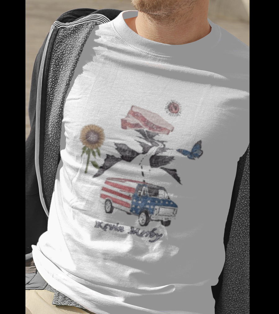 Kevin Morby Hand Drawn Van Flowers Butterfly Sunflower T-Shirt