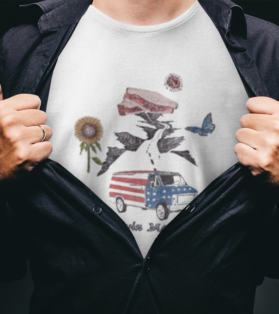 Kevin Morby Hand Drawn Van Flowers Butterfly Sunflower T-Shirt