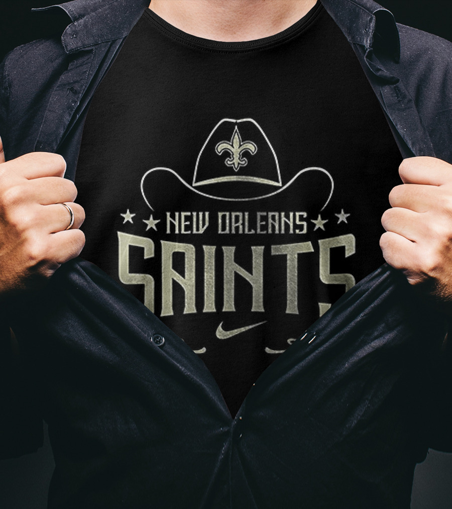 New Orleans Saints Cowboy Hat Fleur De Lis T-Shirt