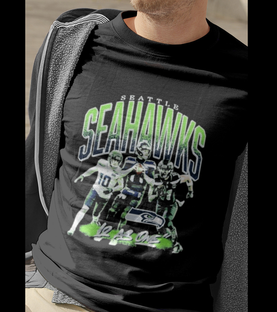Seattle Seahawks 12 As One Nike Black Loose Crewneck T-Shirt
