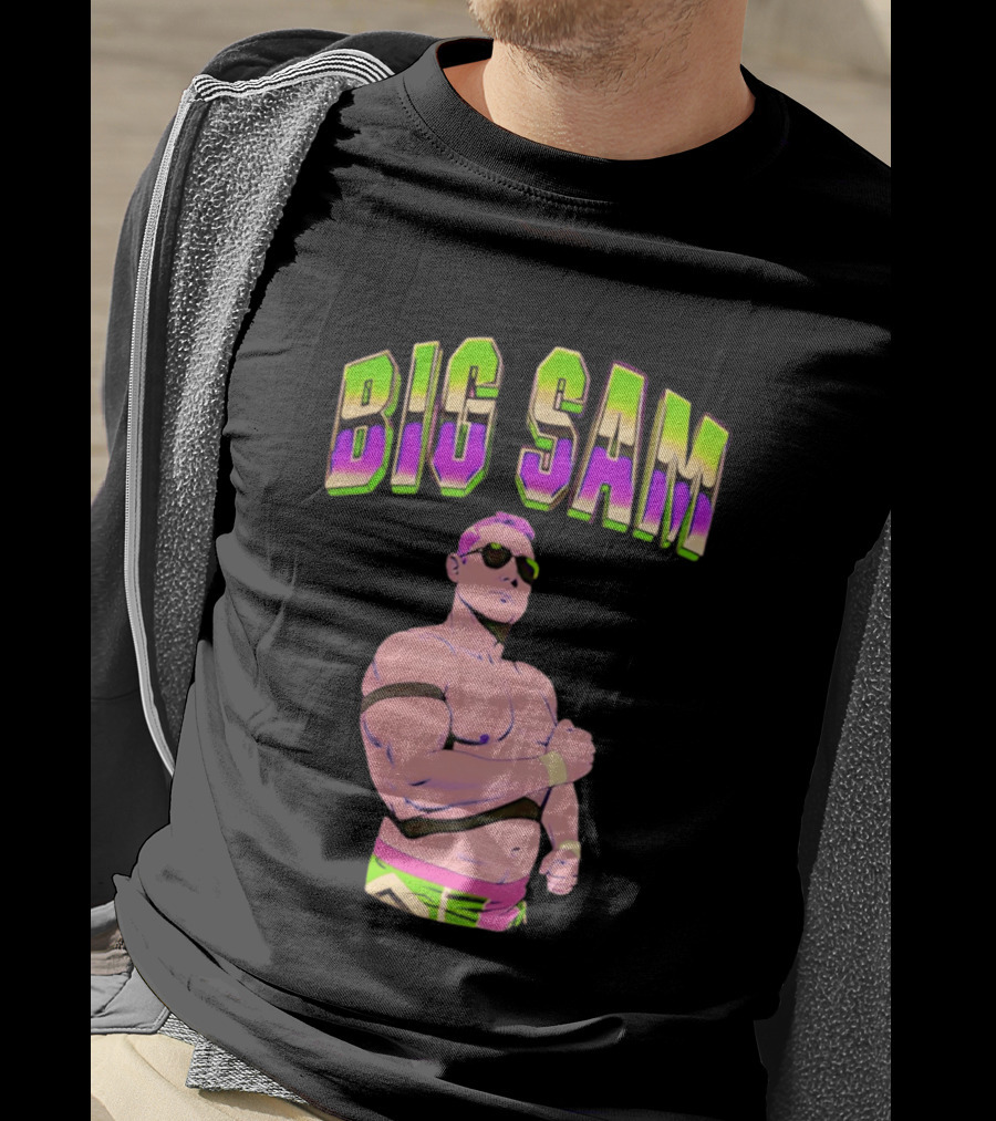 Big Sam Neon Aviators And Attitude Wrestling T-Shirt