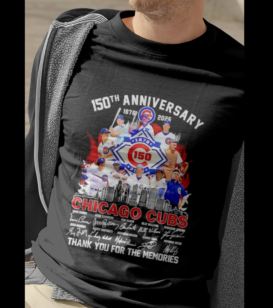 150th Anniversary Chicago Cubs 1876 2026 Skyline Thank You For The Memories T-Shirt