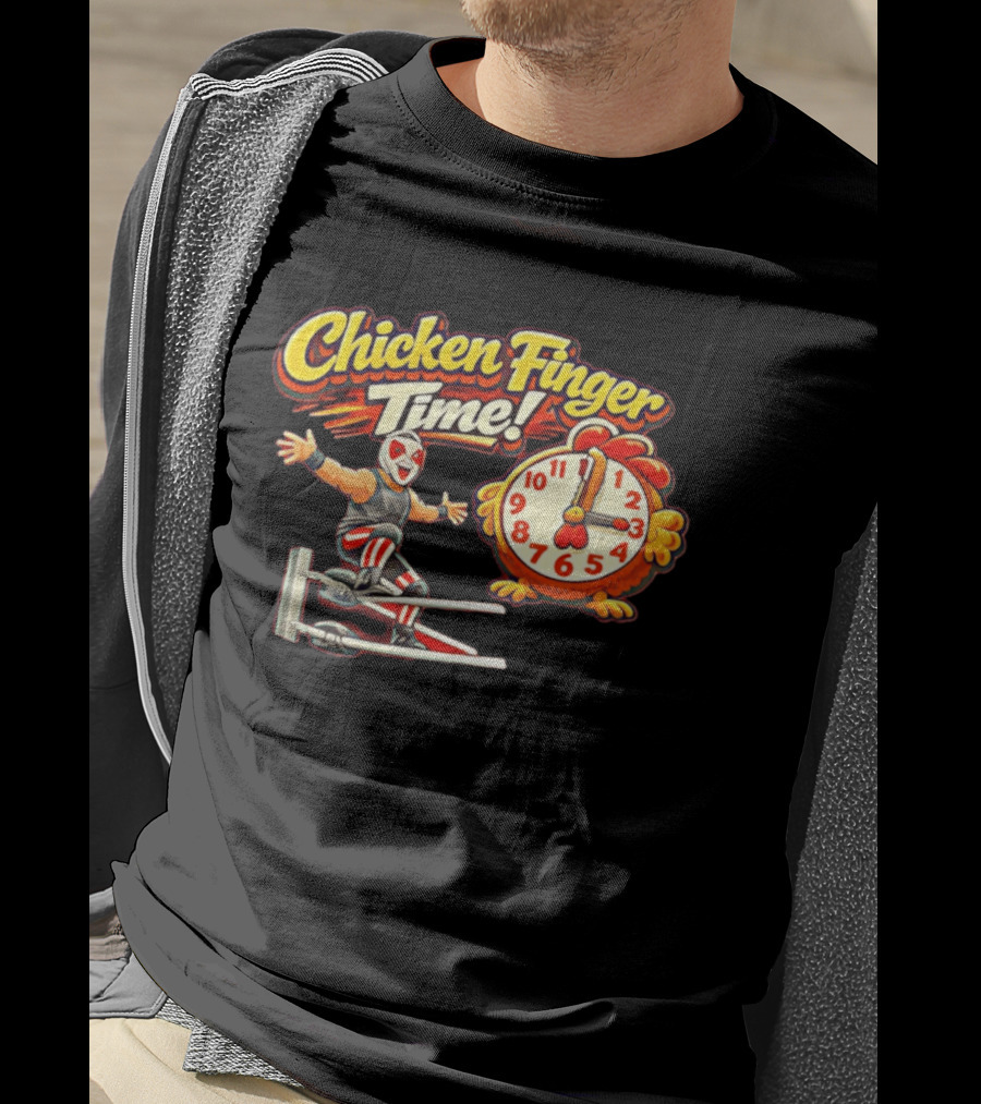 Chicken Finger Time Luchador Cartoon With Chicken T-Shirt