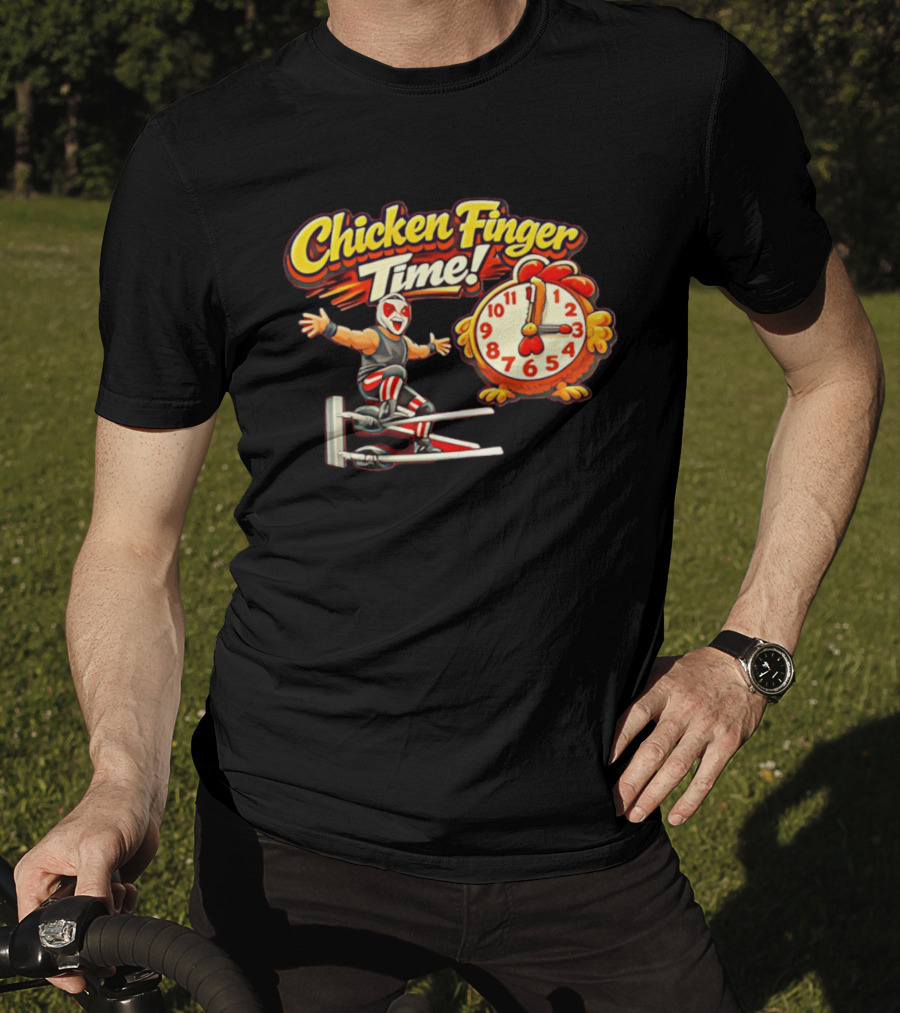 Chicken Finger Time Luchador Cartoon With Chicken T-Shirt