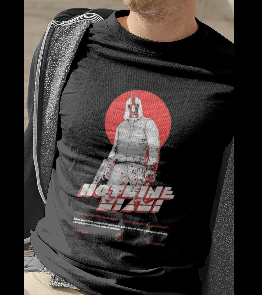 Hotline Miami Jacket Character With Dual Pistols Red T-Shirt