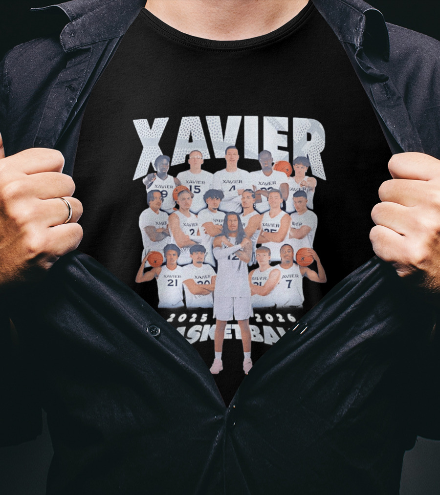 Xavier Men's Basketball 2025 2026 Team Player Roster Collage T-Shirt