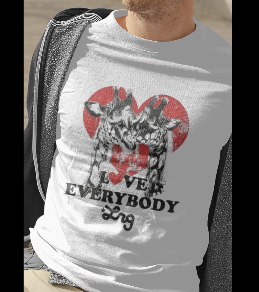 L R G Love Everybody Red Heart Giraffes T-Shirt